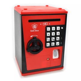 LIKE Toy Piggy Bank Safe Box Fingerprint ATM Bank Savings Bank - Red