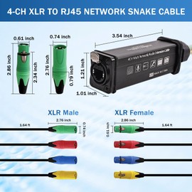 QITOPGLINK Audio Snake 4 Channel 3Pin XLR Female to RJ45 Cat5/Cat6 Ethernet Breakout for Live Stage Audio, Lighting,Sound,Audio Recording Studio-1.64Feet