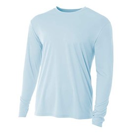 A4 Men's Cooling Performance Long Sleeve Crew, Pastel Blue, Large