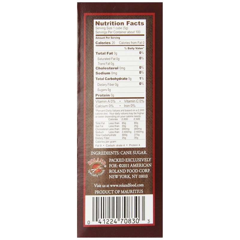 Roland Rough Cut Demerara Sugar Cubes, 17.6-Ounce Boxes (Pack of