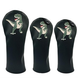 T Rex Dinosaur PU Leather Golf Club Covers Driver Headcovers Fairway Woods Hybrid Protector with Interchangeable Number Tag