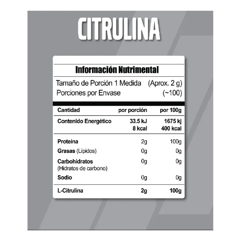 Citrulina Meta Nutrition 200 Grs 100 Serv Sabor