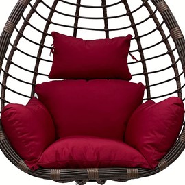 Srutirbo Swing Egg Cushion Replacement Waterproof, Outdoor Hanging Basket Seat Cushion Pillow, Foldable Hanging Egg Chair Back Cushions with Headrest Pillow (Wine red)