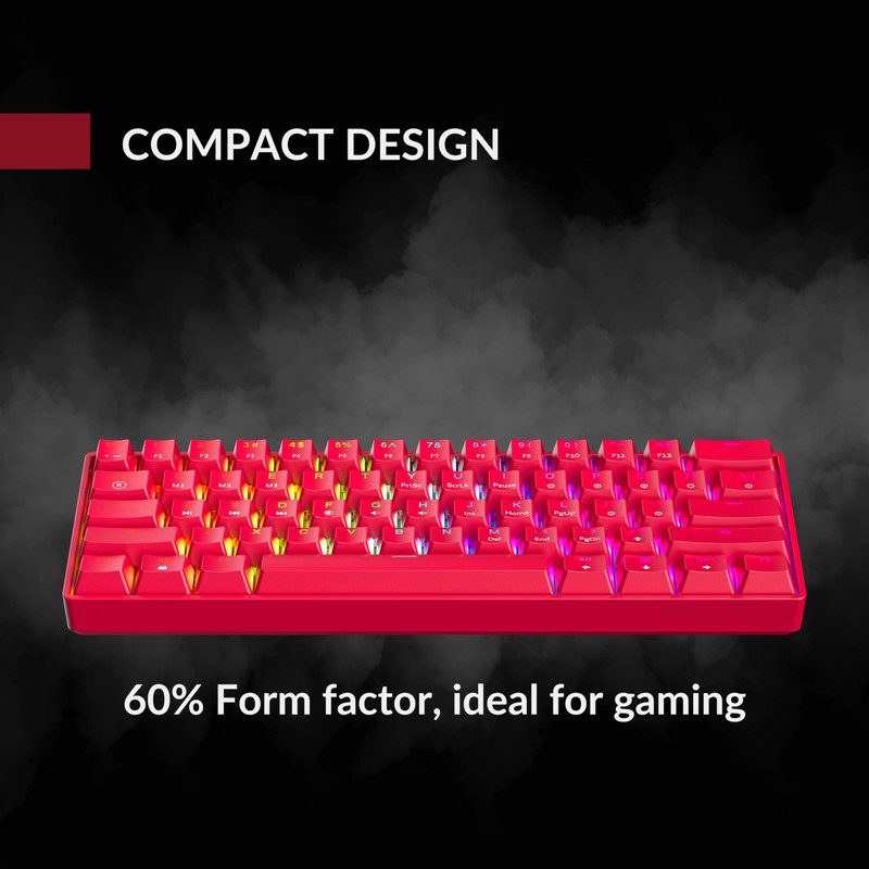 GK61 Teclado mecánico para juegos – 61 teclas multicolor RGB