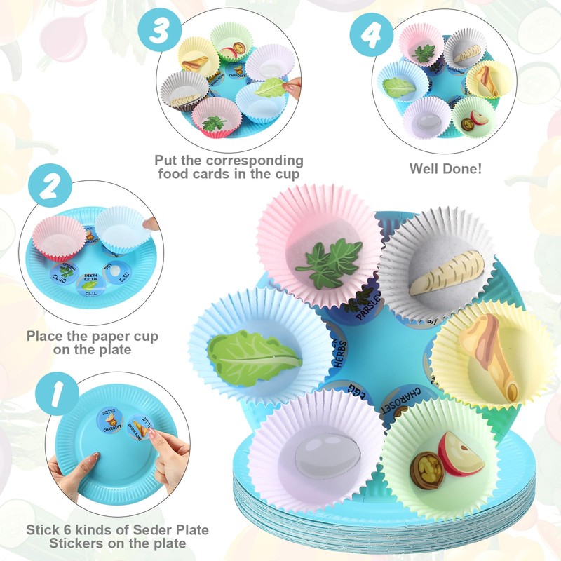 Jingmore 30 Sets Passover Seder Plate Craft Kits Include 30