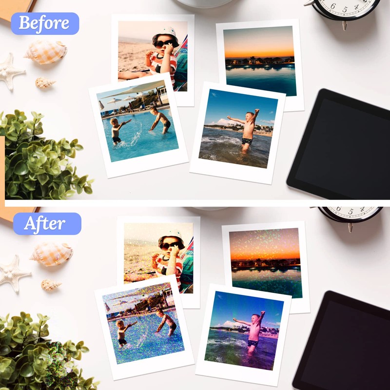 36 Sheets Holographic Sticker Paper, Transparent Holographic Vinyl Laminate Film,