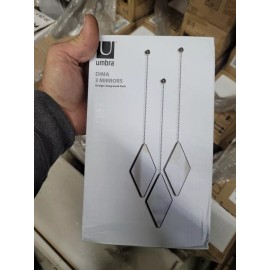 Umbra Dima Mirrors, Set of 3, Trio Decorative Mirrors for Wall- Black