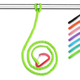 OCEANBROAD Kayak Paddle Leash with D-Ring Stretchable Bungee Strap Lanyard Rope for SUP Kayaking Boating Canoeing Fishing Pole Rod 5-7 Feet Green 1 Pack