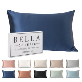 Bella Coterie Luxury Silk Pillowcase for Hair and Skin | 30 Momme | 100% Pure 6A Mulberry Silk | Super Soft | Perfectly Plush [Standard, Midnight Navy]