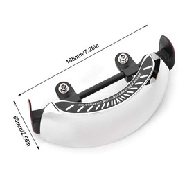 Qiilu Espejo retrovisor para motocicleta, espejo retrovisor universal para motocicleta, soporte para parabrisas central de gran angular cromado 180