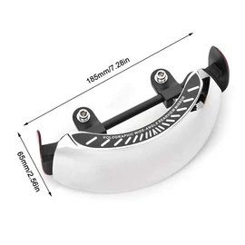Qiilu Espejo retrovisor para motocicleta, espejo retrovisor universal para motocicleta, soporte para parabrisas central de gran angular cromado 180