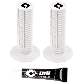 ODI Dirtbike Grips MX Half Waffle Grip Set with Glue Choose Your Color (White)