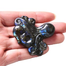 CNYANFEI Natural Labradorite Stone Hand Carved Octopus Quartz Crystal