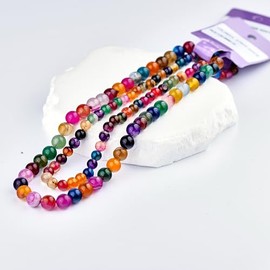 1 Strand 8mm Semi Precious Agate Beads, Smooth Round Stones, Ideal for DIY Jewelry and Beading Crafts (Colorful Stripe Agate)