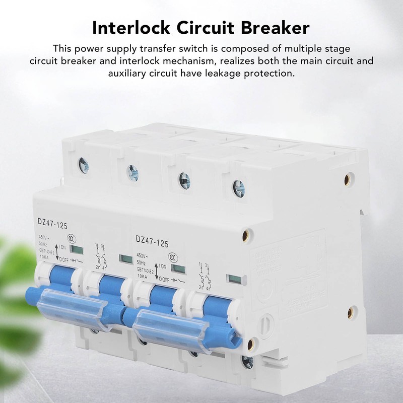 Interlock Circuit Breaker 10KA Breaking Capacity Rail Installation Mini Dual