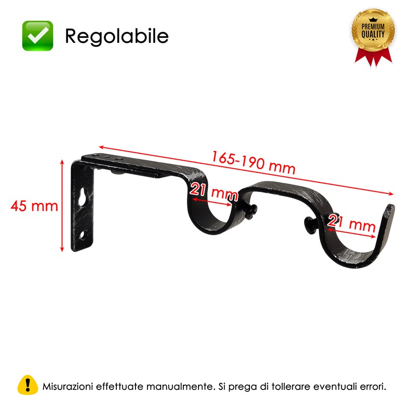 GIRASOLE HOME® 2 x Adjustable Double Curtain Pole Brackets for