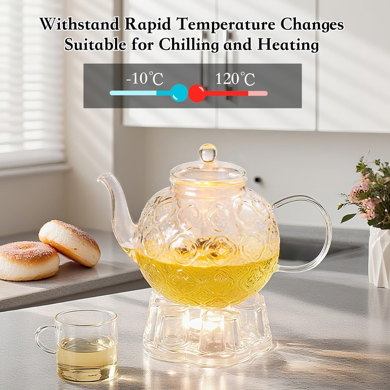 Glass Teapot with Removable Infuser-1500ml/50oz Clear GlassTea Pot for Stovetop,