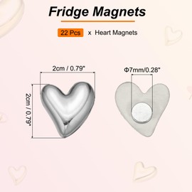 PATIKIL Fridge Magnets, 22 Pcs Love Heart Decorative Magnets Cute Refrigerator Magnets Decorative Magnetic Stickers for Home Kitchen Whiteboard Cabinet Locker, Silver Electroplating