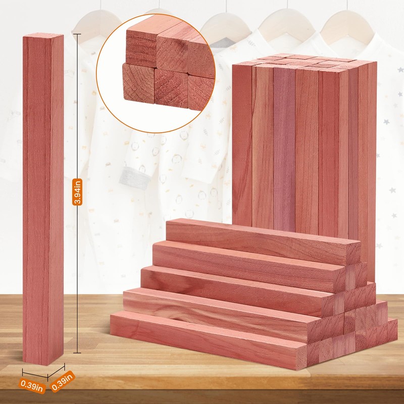 Homode Cedar Blocks for Clothes Storage, 50Pcs Cedar Sticks, Aromatic