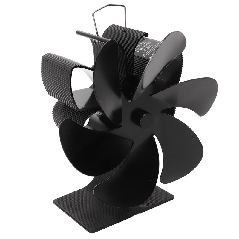 6 Blade Stove Eco Fan Black Self Starting High Temperature