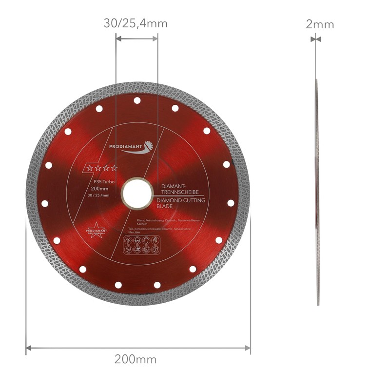 PRODIAMANT Diamond Tile Disc F35 200 mm x 30 mm