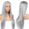 Smartinnov Grey Human Hair Wig Glueless 13x4 HD Transparent Lace