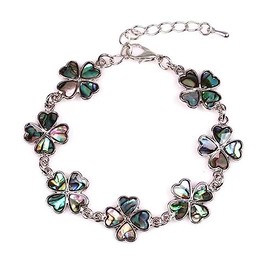 KunBead Jewelry Four Leaf Clover Shell Bracelet for Women Birthday Adjustable Bracelets for Summer Holiday