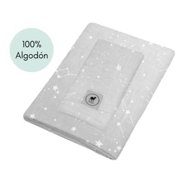 Nap Baby Juego de Sábanas para Cama Cuna 95x140 cm Súper Suaves y Frescas 100% Algodón, Hipoalergénico, 3 Pzas - Constelaciones