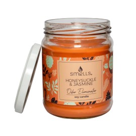 Smells - Odor Eliminator - Premium Soy Wax Scented Candle 12oz - 100% Cotton Single Wick - Eliminates Odors: Food, Pets and More (Honeysuckle & Jasmine, Single Wick 12oz (1-Pack))