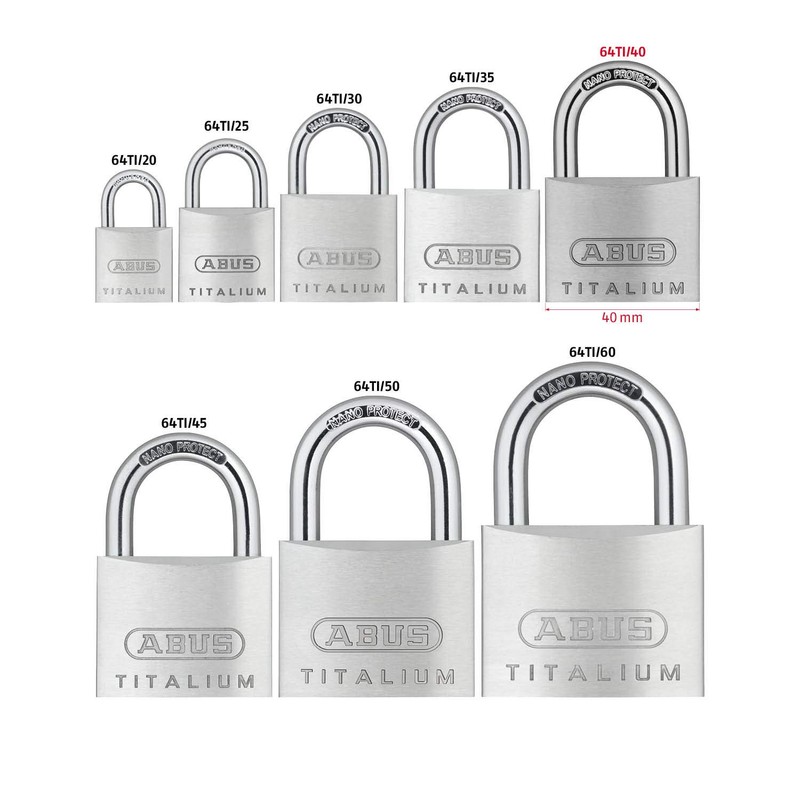 ABUS 64TI/40HB63 40 x 63mm Carded Titalium Padlock with Long