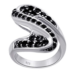 Orchid Jewelry 925 Sterling Silver Eternity Rings For Women - Delightful 2.4 Carats Blue Sapphire Gemestone