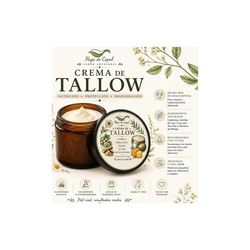 Crema Natural De Sebo De Res Alimentado Con Pasto Tallow