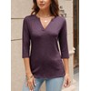 TICTICMIMI Women's V Neck 3/4 Sleeve T Shirts Casual Basic