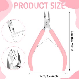 Stainless Steel Cuticle Remover Nippers Rubber Cuticle Trimmer Professional Manicure and Pedicure Cuticle Remover Tools Rubber Coated Handle Manicure Tools (4mm), Pink
