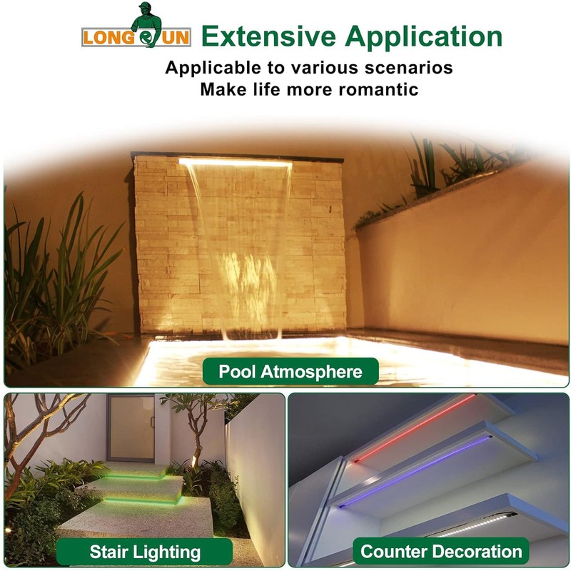 Longrun LED Fountain Light, Waterfall LED Light Strip,Remote and APP