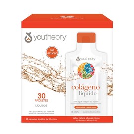 Youtheory Colágeno Líquido Listo para Beber 5000 mg por Porción Sabor Bayas Mixtas Caja con 30 Unidades de 30 ml