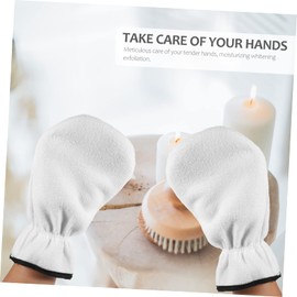Beavorty 1pair Exfoliating Gloves for Hand Spa Care Reusable Moisturizing Hand Mask Gloves for Women Hydrating and Nourishing Gel Lining for Dry Skin Treatment and Aging Care