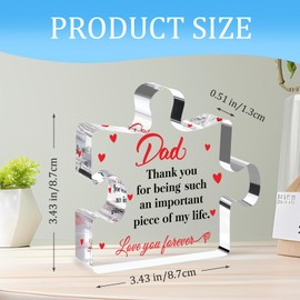 Fathers Day Dad Gifts for Dad from Daughter Son Wife-Acrylic Puzzle Plaque-Birthday Thanksgiving Christmas Retiremen Gift Ideas for Dad Papa for Home Office Table Desk Decor