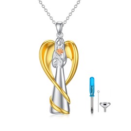 SOULMEET Angel of Prayer Locket for Ashes, Sterling Silver Guardian Angel Prayer Cremation Jewelry Urn Necklace Keepsakes Locket Necklace for Women (locket only)