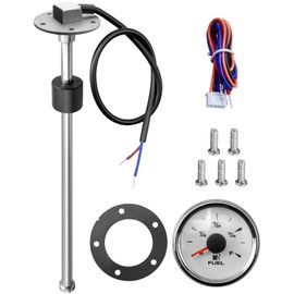 Fuel Sending Unit and Gauge Kit 240-33ohms 12in (300mm) Boat Fuel Tank Sending Unit, 316 Stainless Steel Gas Sensor for Marine Car Truck RV