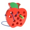 JCREN JCREN Wooden Lacing Apple Threading Toys Wood Lace Block