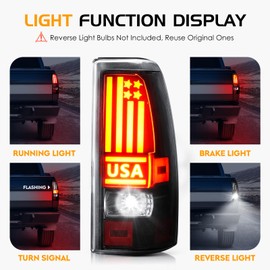 Bomusou Tail Light Assembly Fit for Chevy Silverado 1500 2500 HD 1999-2002, GMC Sierra 1500 2500 HD Fleetside 1999-2003, Clear Lens