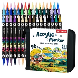 JMC JIMICO Dual Tone Acrylic Markers Set with Soft Brush Tip Double-Ended Paint Markers for Wood Glass Ceramic Metal DIY CraftsColor: Orange, Number of Colors: 120colors