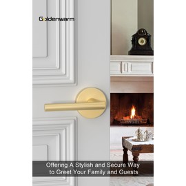 Goldenwarm 6 Packs Passage Door Handles, Brushed Gold Lever, Heavy Duty Hall and Closet Handles Lock for Hallways, Closets and Laundry Rooms