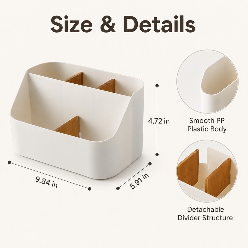 Desktop Makeup Organizer for Vanity and Desk - Plastic Storage