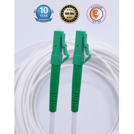 Elfcam® - 50m Fiber Optic Cable LC/APC to LC/APC Simplex Singlemode 9/125μm LSZH, Compatible with FTTH Cables, White 50 Meter