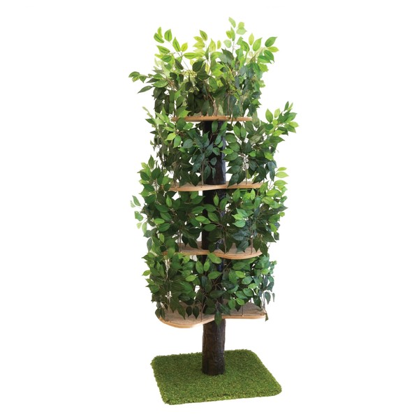 On2 Pets Cat Tree with Leaves Made in USA, Cat House & Cat Activity Tree, Multi-Level Cat Condo for Indoor Cats. (Square Base, XL Green)