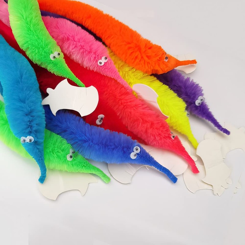 60 Pcs Magic Twisty Worm Wiggly Fuzzy Worms on a