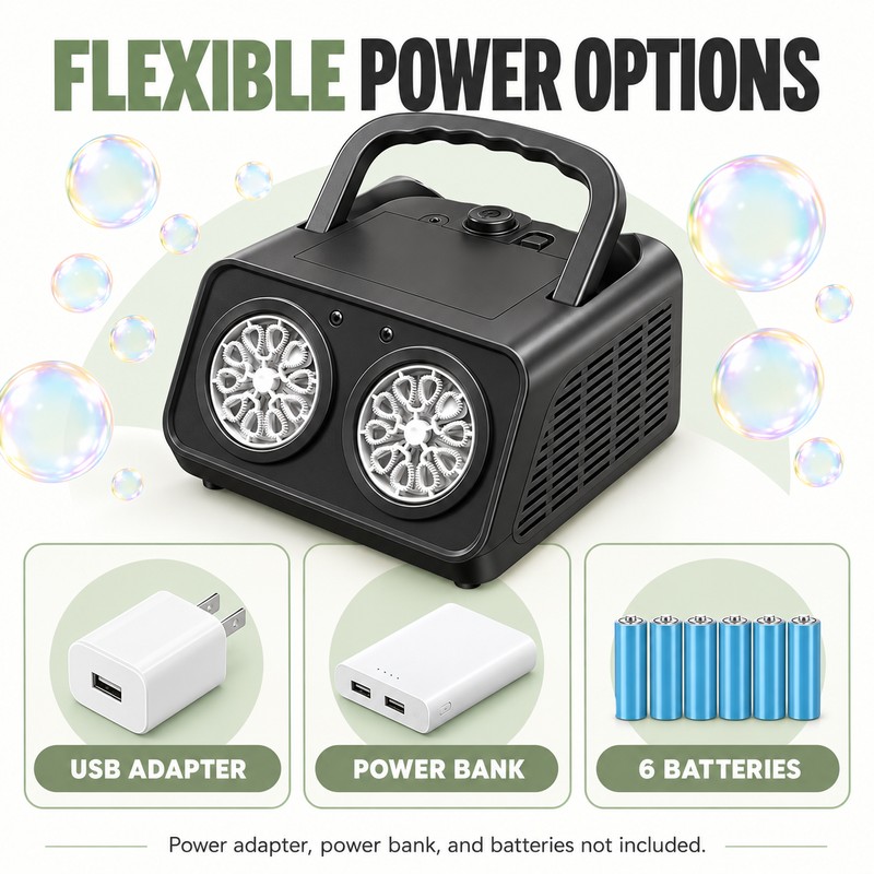 Bubble Machine for Outdoor Parties, Dual-Fan Automatic Bubble Blower with