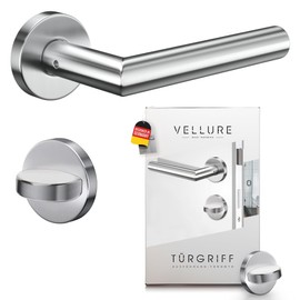 Vellure® Door Handle Set Made of Stainless Steel (Includes Drilling Template and Installation Instructions) Door Handles Interior Door Set Door Fittings Interior Doors Door Handle Set Room Doors